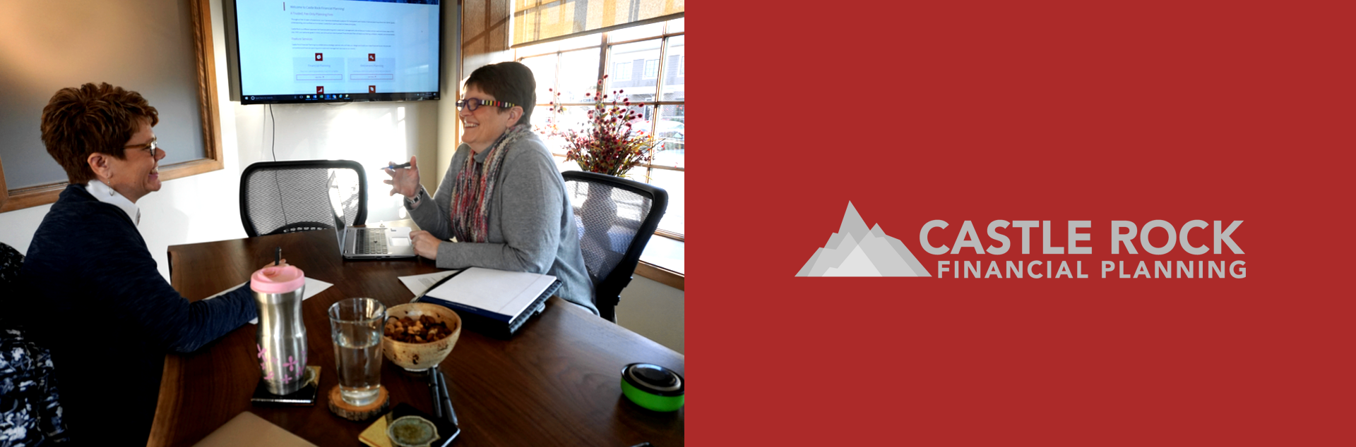 castle rock financial planning meeting with logo